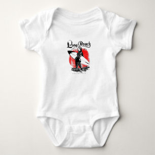 Long Beach California Surfer Girl Artwork Black T Shirt