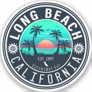 Long Beach California Tropical Sunset Souvenir 70  Klistermärken