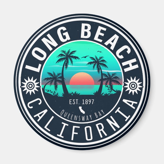 Long Beach California Tropical Sunset Souvenir 70  Magnet (Framsidan)