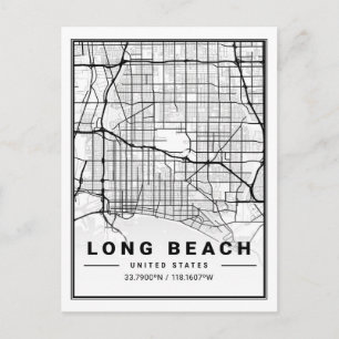 Long Beach California USA Travel City Karta Vykort