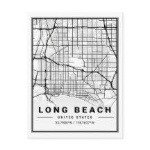 Long Beach California USA Travel City Karta