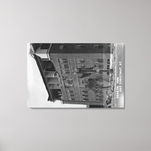 Long Beach, California View of Sharon Inn Canvastryck (Framsida)