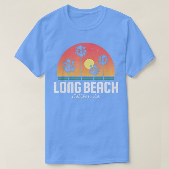 Long Beach California Women Manar Kids Retro Sunse T Shirt (Design framsida)