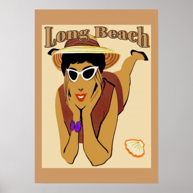 Long Beach, Dam på Beach Poster (Framsidan)