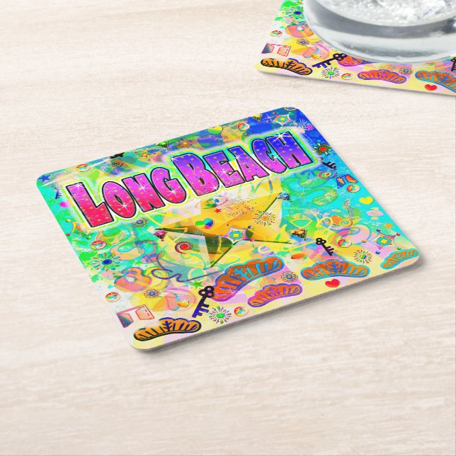 Long Beach Epoch Hour Coasters Underlägg Papper Kvadrat (Vinklad)
