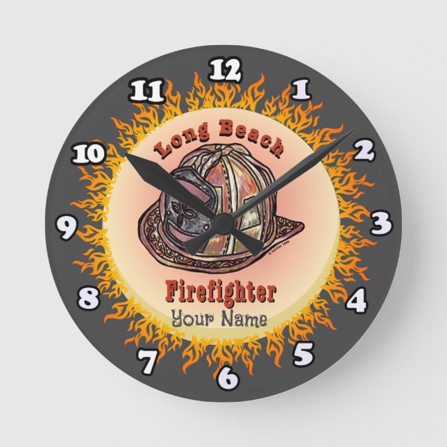 Long Beach Firefighter-klocka Rund Klocka (Framsida)