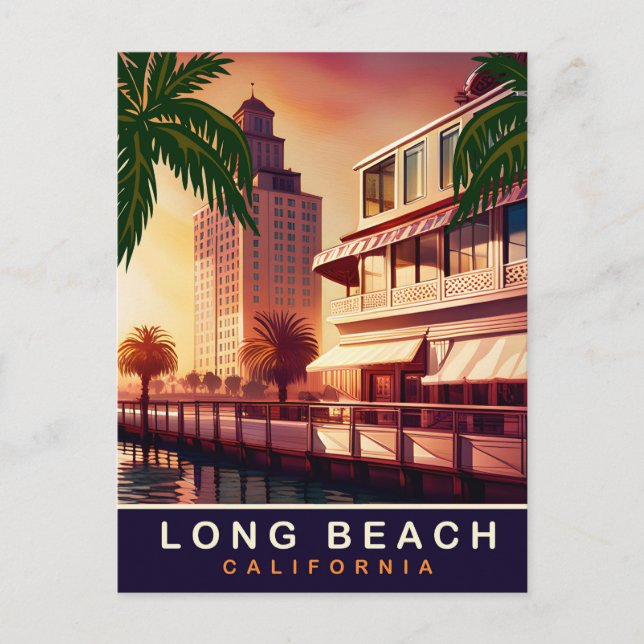 Long Beach, Kalifornien, Strandpromenad, Resa  Vykort (Framsida)