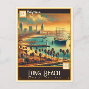 Long Beach, Kalifornien Vintage Vykort