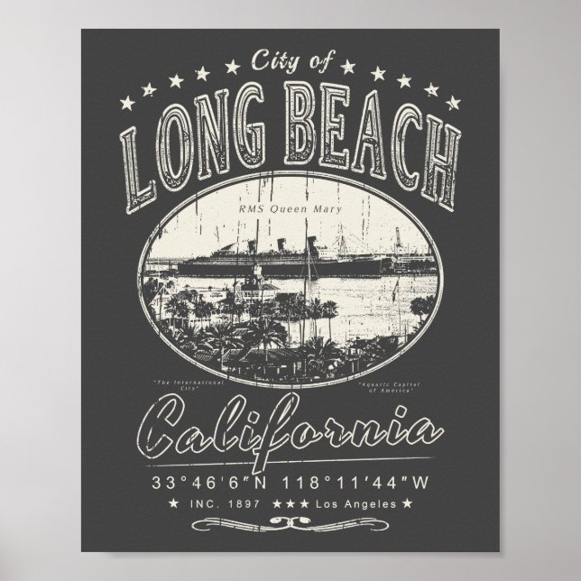 LONG BEACH LOS ANGELES CALIFORNIA - RMS QUEEN MARY POSTER (Framsidan)