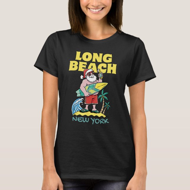 LONG BEACH NEW YORK jultomtssurfning T Shirt (Framsida)