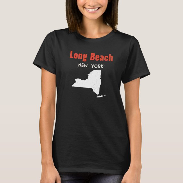 Long Beach New York USA USA State America Travel N T Shirt (Framsida)