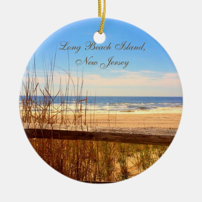Long Beach ö, strandprydnad för NJ LBI Julgransprydnad Keramik (Framsidan)