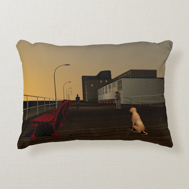 Long Beach Promenade, Long Island, NY Prydnadskudde (Framsidan)