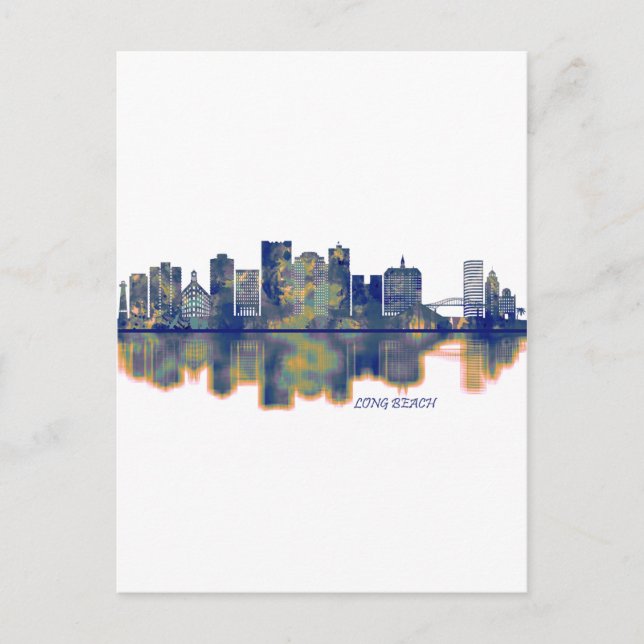 Long Beach Skyline Inbjudan Vykort (Framsida)