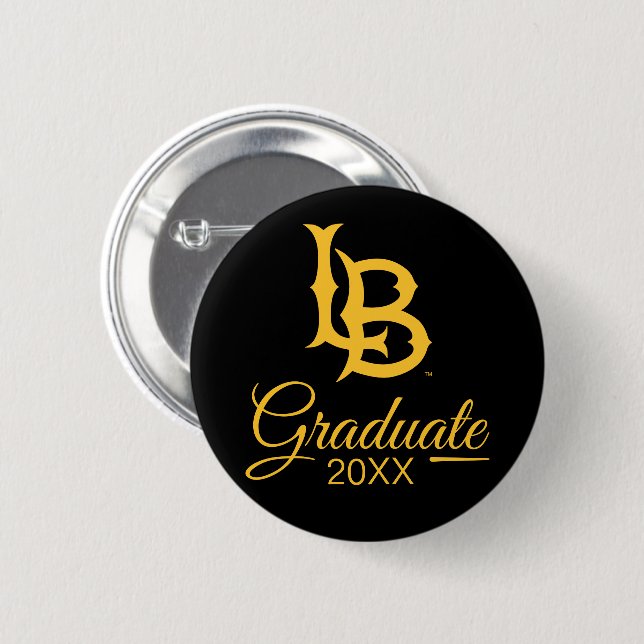 Long Beach State Logo Examen Knapp (Framsida & baksida)