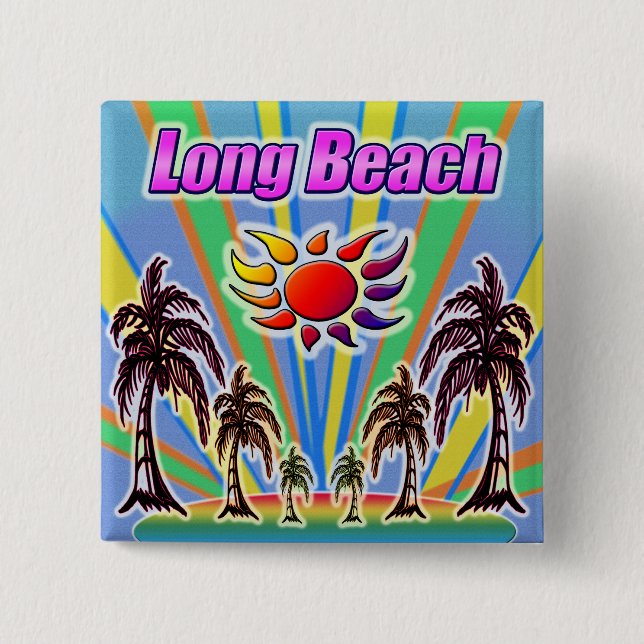 Long Beach Summer Kärlek Button Knapp (Framsida)