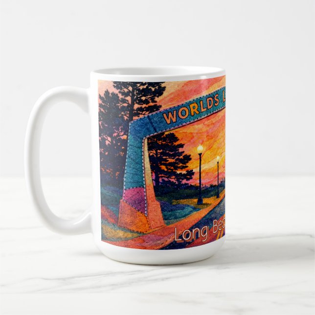 Long Beach Washington Solnedgång Båge Scenisk Kaffemugg (Vänster)