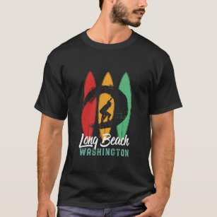 Long Beach Washington Vintage Retro Surfing T Shirt