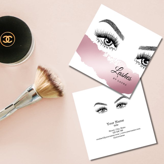 Long Benice Lash Öga och Brows Hand plockade Fyrkantigt Visitkort (Skapare uppladdad)
