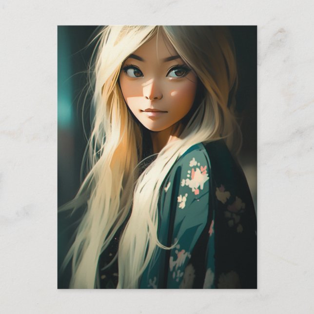 Long Blonde Hearing Woman Vykort (Framsida)