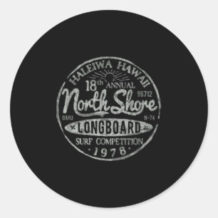 Long Board North Shore Surfa Vintage Hawaii Beach Runt Klistermärke