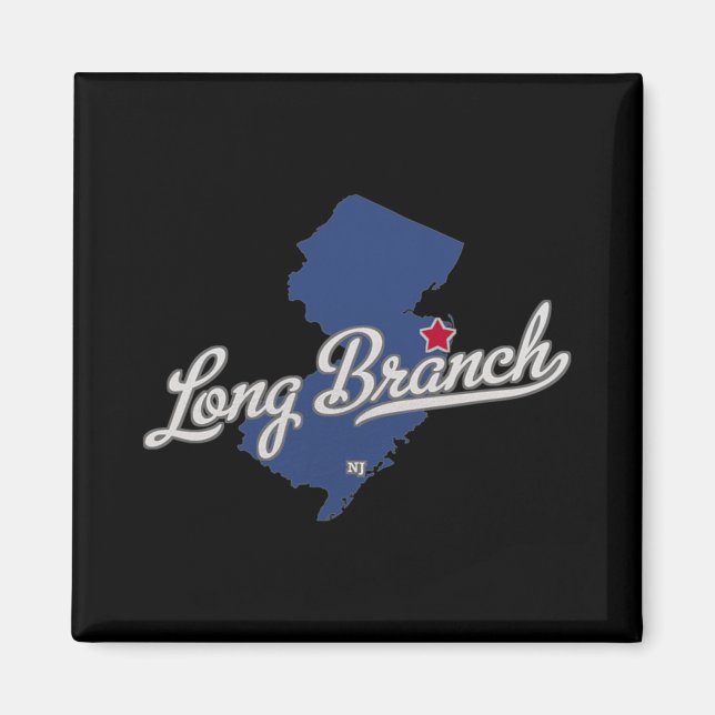 Long Branch New Jersey Nj Karta  Magnet (Framsidan)