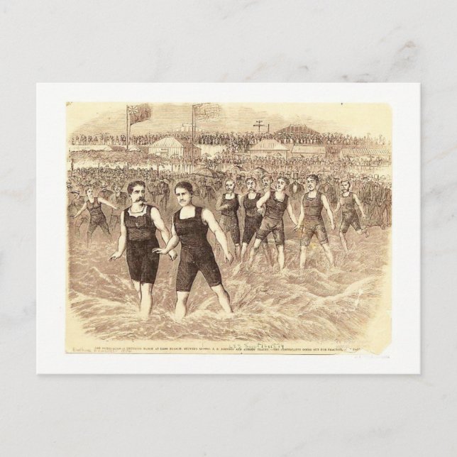 Long Branch NJ, simtävling 1874 Vykort (Framsida)