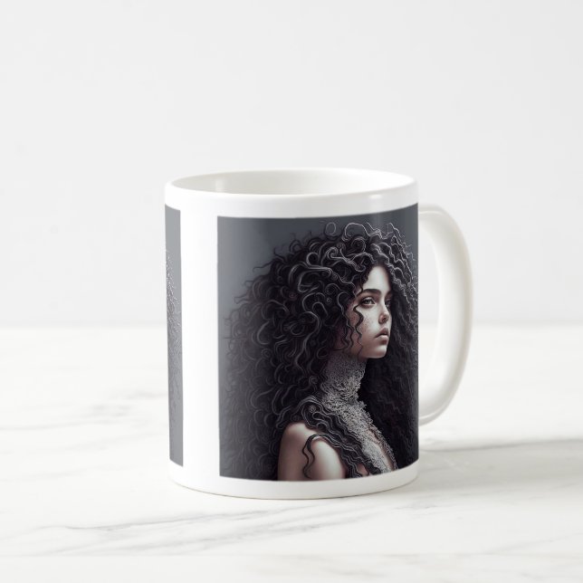 Long Curly Hair Classic Mugg, 11 oz Kaffemugg (Framsida höger)