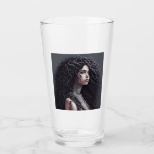 Long Curly Hair Glass Tumbler Glaskopp