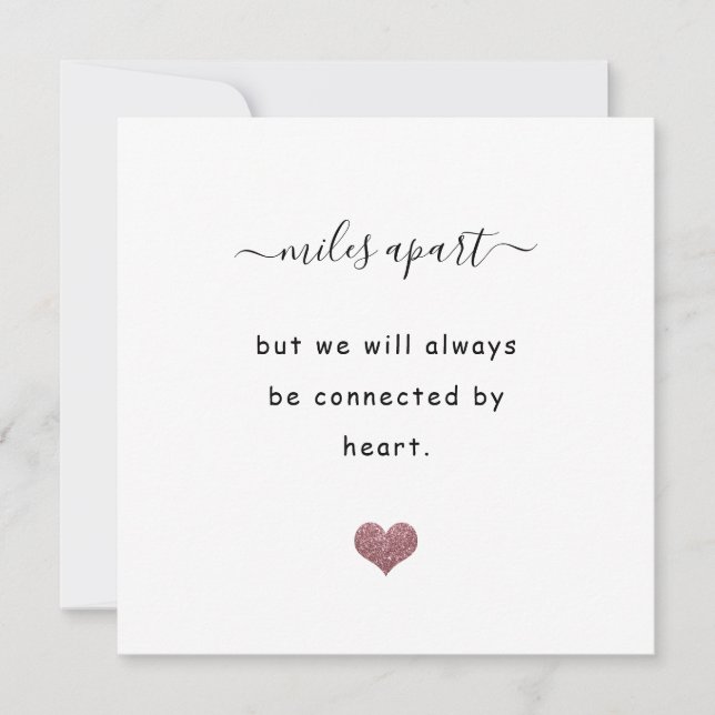 Long distance relationship miles glitter heart kort (Framsida)