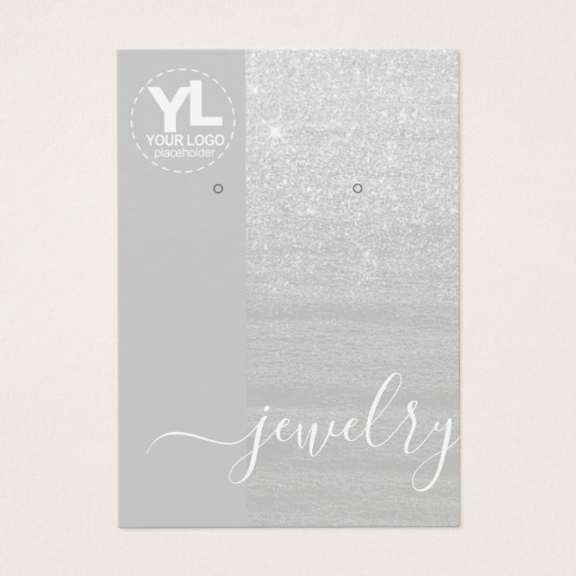 Long Earrings Visning Glamor Silver Glitter Glam Visitkort (Framsidan)