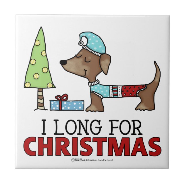 Long for jul-Dachshund Kakelplatta (Framsidan)