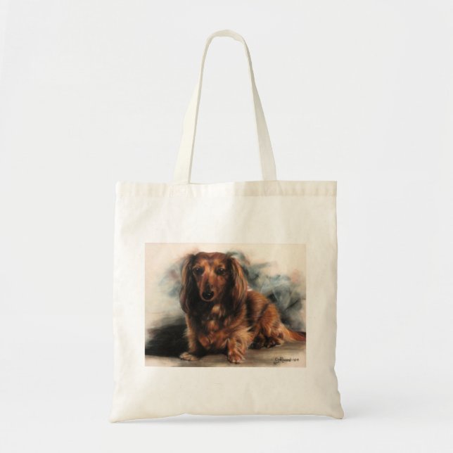 Long-hågad Dachshund-hund Tygkasse (Framsidan)