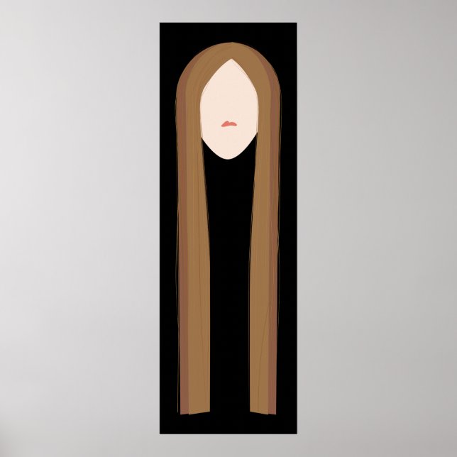 Long Hair Art | Minimalistiskt Modern Porträtt Poster (Framsidan)