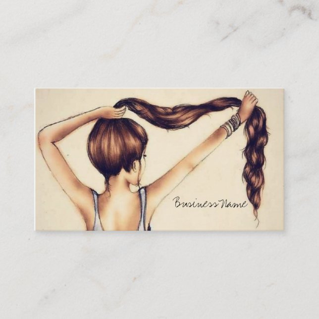 Long Hair Beauty Visitkort (Framsida)