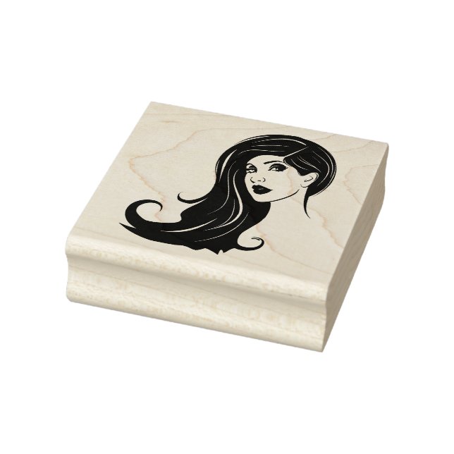 Long Hair BeSnyval Woman Mode Makeup Art Stämpel (Stämpel)