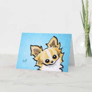 Long Hair Chihuahua Fawn/White Hej Anpassningsbar Kort