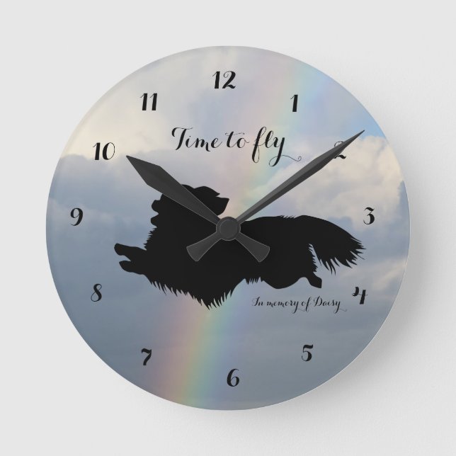 Long Hair Chihuahua Memory Wall Clock Rund Klocka (Framsida)
