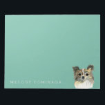 Long Hair Chihuahua Watercolor Porträtt Anteckningsblock<br><div class="desc">Det här är en detaljerad vattenfärgsmålning av en ansikte i en lång hårkihuahua-hund. Den har ljus och mörk brun päls och vit bröstkorg.</div>