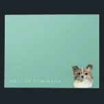 Long Hair Chihuahua Watercolor Porträtt Anteckningsblock<br><div class="desc">Det här är en detaljerad vattenfärgsmålning av en ansikte i en lång hårkihuahua-hund. Den har ljus och mörk brun päls och vit bröstkorg.</div>