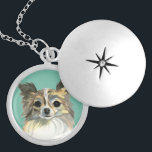 Long Hair Chihuahua Watercolor Porträtt Silverpläterat Halsband<br><div class="desc">Det här är en detaljerad vattenfärgsmålning av en ansikte i en lång hårkihuahua-hund. Den har ljus och mörk brun päls och vit bröstkorg.</div>