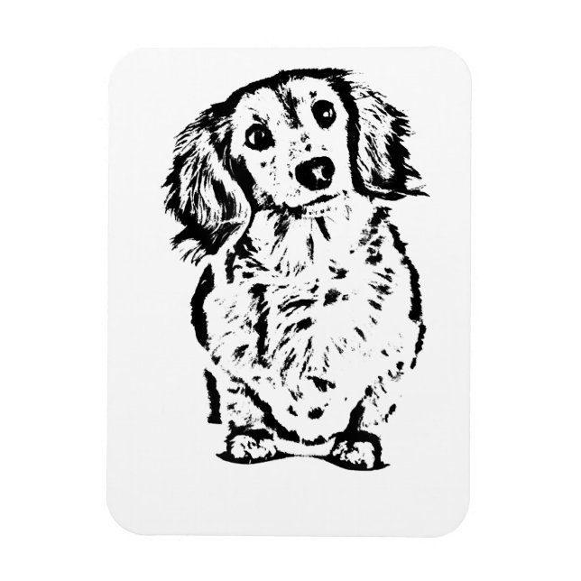 Long Hair Dachshund Älskare Gift Doxie Mamma Pappa Magnet (Vertikal)