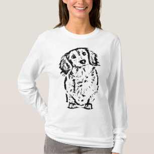 Long Hair Dachshund Älskare Gift Doxie Mamma Pappa T Shirt