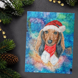 Long Hair Dachshund Breed Hund jul Pussel