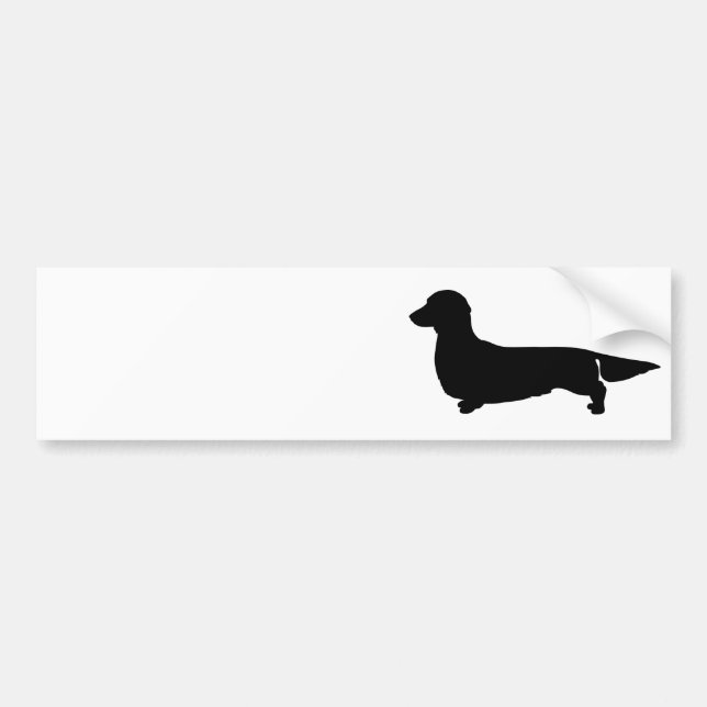 Long Hair Dachshund Bumper Sticker Bildekal (Framsidan)