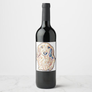 Long Hair Dachshund Gifts Cute Doxie Wiener Hund L Vinflaska Etikett