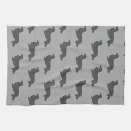 Long Hair Dachshund Kitchen Dish Towel Grått Kökshandduk