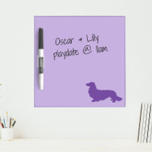 Long Hair Dachshund Lila Office White Board