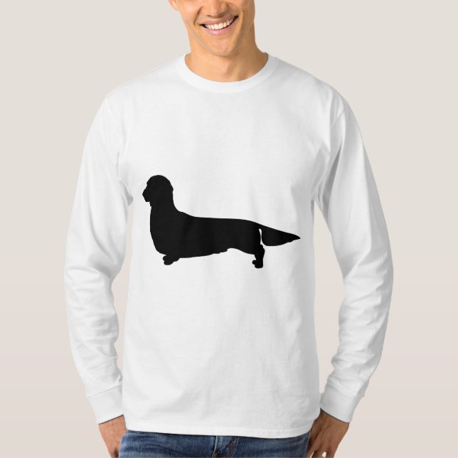 Long Hair Dachshund Manar Långärmad Tee Shirt (Framsida)