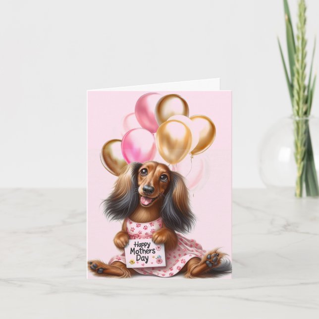 Long Hair Dachshund Mors dag Card Kort (Framsida)